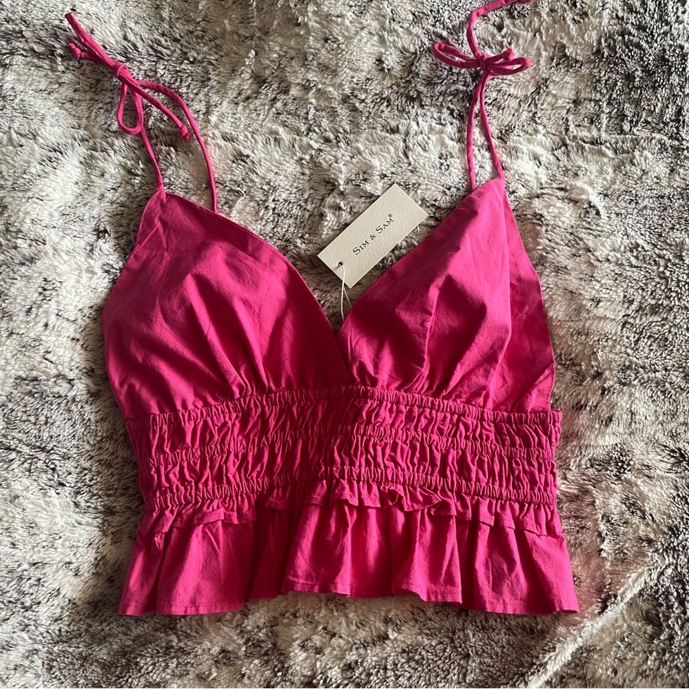 Hot pink Sim & Sam crop top